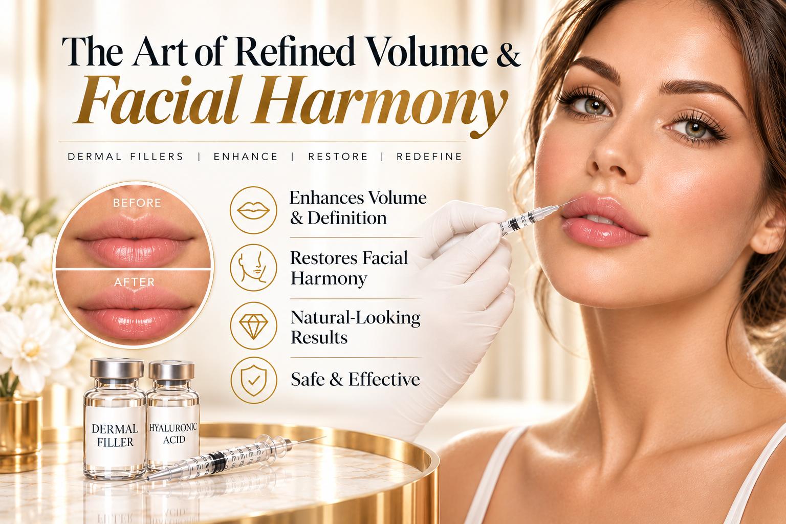 Dermal fillers at SkinAura, Winnipeg: enhances volume and definition, restores facial harmony, natural-looking results